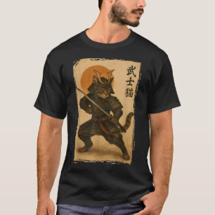 Samurai Cat Warrior Japanisch Ukiyo-e Artwork Cat T-Shirt