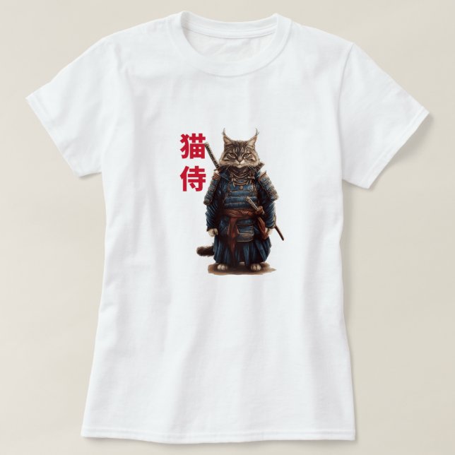 Samurai Cat Warrior (Neko Samurai) T-Shirt (Design vorne)