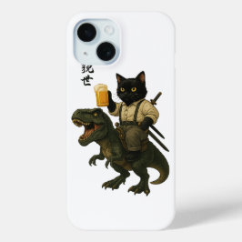 Samurai Cat with Beer & T-Rex | Retro Japanese Art Case-Mate iPhone Hülle