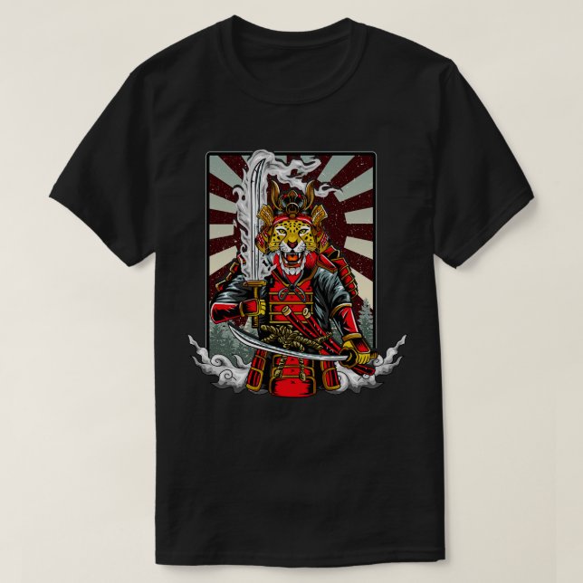 Samurai Cheetah Warrior Japan T-Shirt (Design vorne)