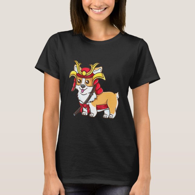 Samurai Corgi Halloween Corgi T-Shirt (Vorderseite)