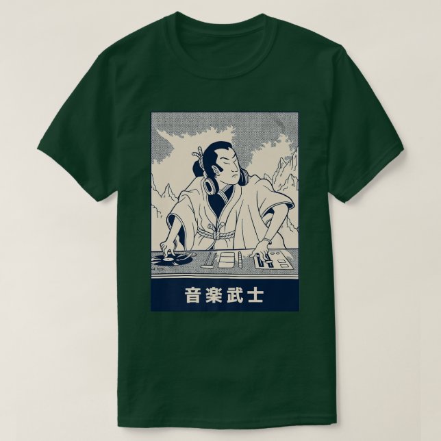 Samurai DJ Japanese Anime Illustration T-Shirt (Design vorne)