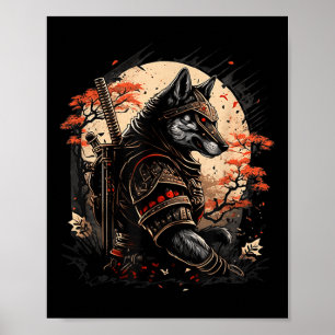 Samurai Dog Japanisch Tattoo Graphic for Men Boys  Poster