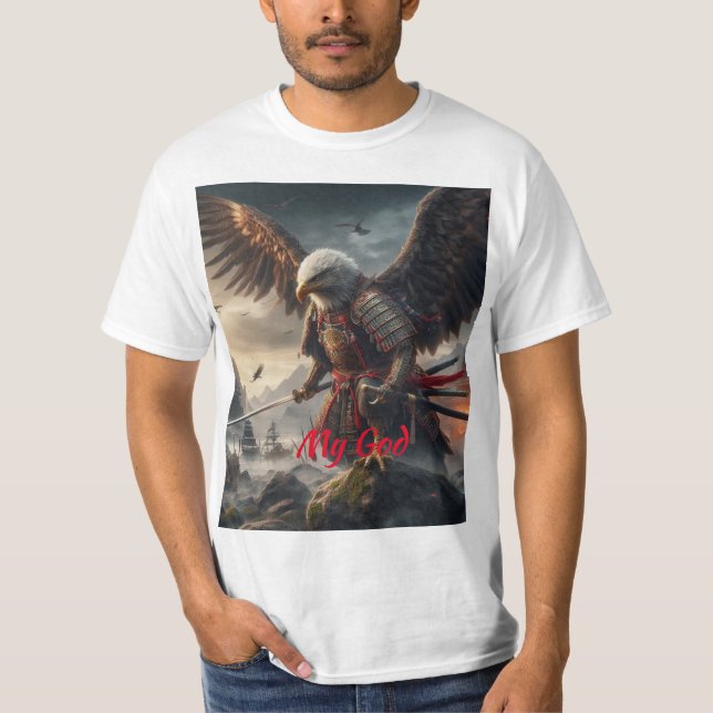 Samurai Eagle: Hyper-Realistische Schlachtfeldszen T-Shirt (Vorderseite)