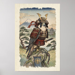 Samurai-Falke Ukiyo-e - Japanischer Raubvogel Poster