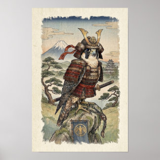 Samurai-Falke Ukiyo-e - Japanischer Raubvogel Poster