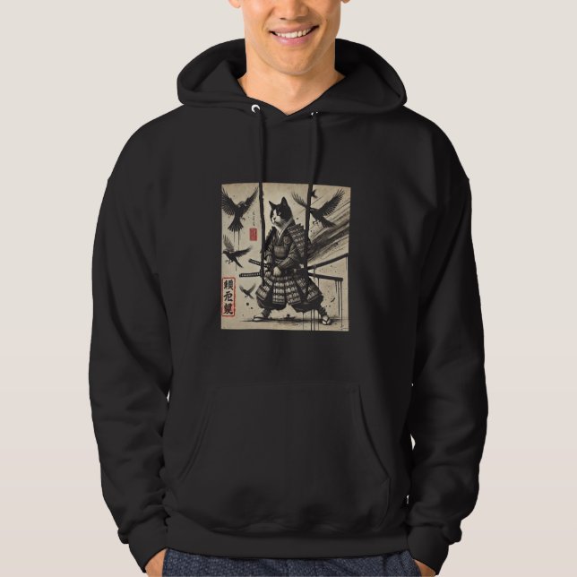 Samurai Feline Ink Art Japanisches ästhetisches De Hoodie