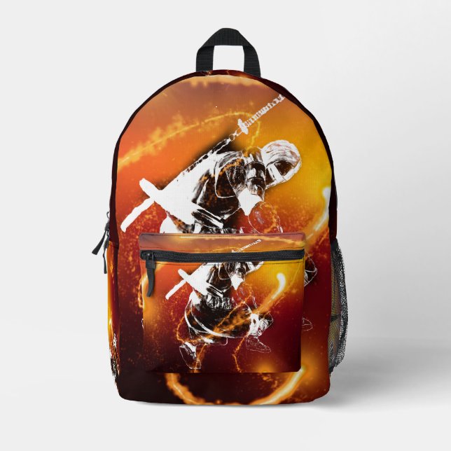 Samurai Fighter With Lightning Power Bedruckter Rucksack (Vorderseite)