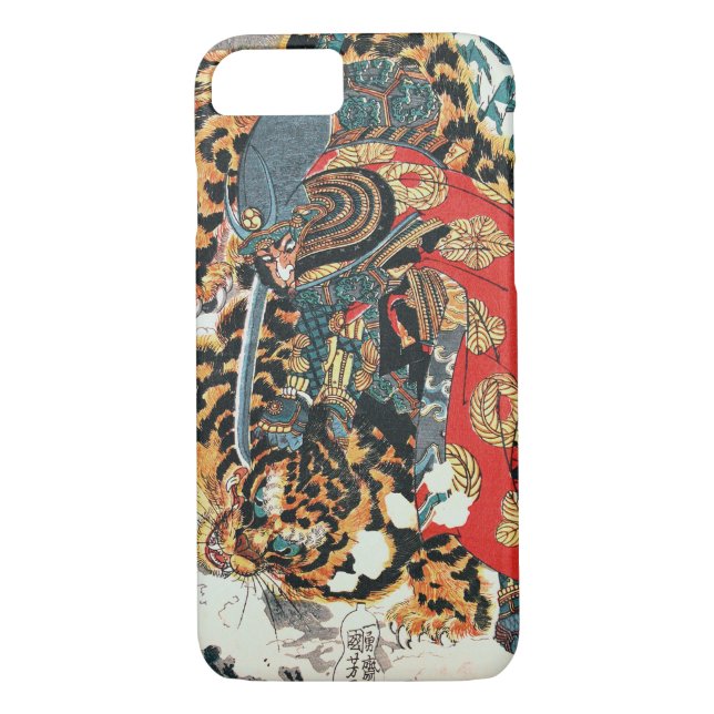 Samurai Fighting a Tiger, Kuniyoshi, Ukiyo-e Case-Mate iPhone Hülle (Rückseite)