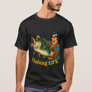 Samurai-Fischer kontrolliert riesigen Fisch – Fi T-Shirt