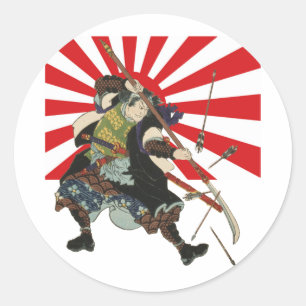 Samurai-Flaggen-Aufkleber Runder Aufkleber