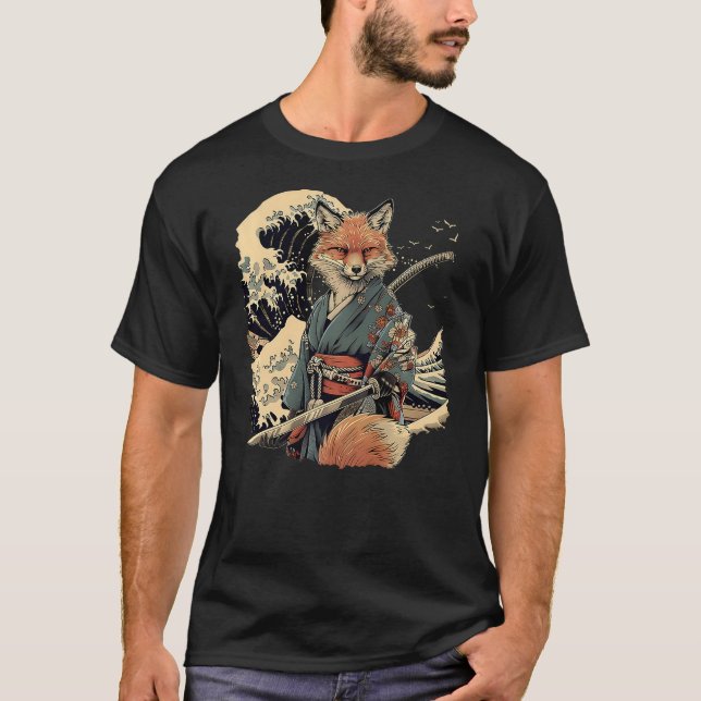 Samurai Fox Japanese Ninja Fox Japanese Warrior Oc T-Shirt (Vorderseite)