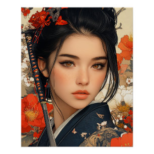 Samurai Frau, Samurai Warrior Frau Poster