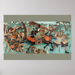 SAMURAI-FRAU TOMOE GOZEN AUF DEM PFERD IN DER SCHL POSTER