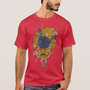 Samurai French Bulldog Blume Japanischer Krieger L T-Shirt
