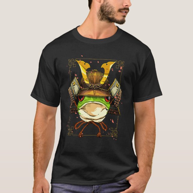 Samurai Frog Herping Japanischer Krieger Bushido J T-Shirt (Vorderseite)