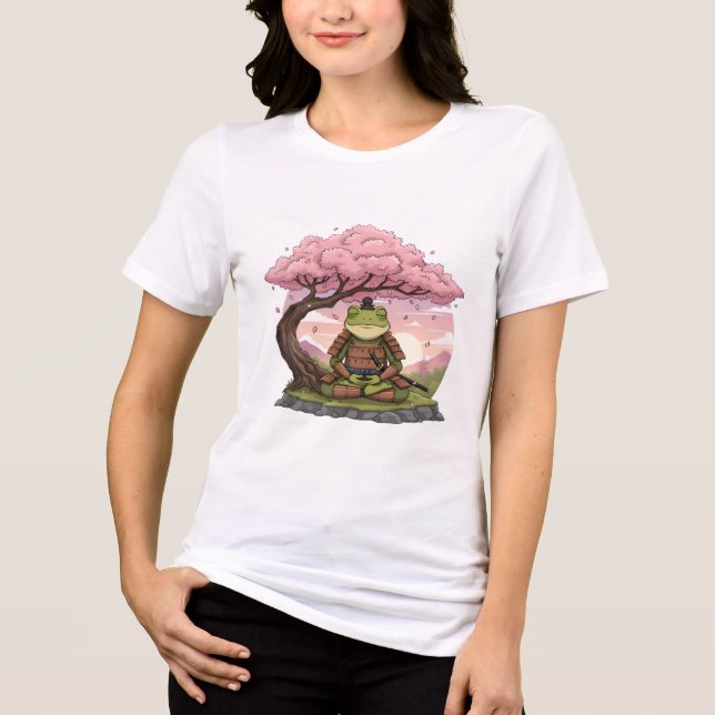 Samurai Frog Meditating Cute Funny White Womens Tri-Blend Shirt (Vorderseite)