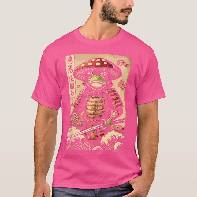 Samurai Frog Mushroom Hat ästhetische Cotattcore M T-Shirt (Vorderseite)
