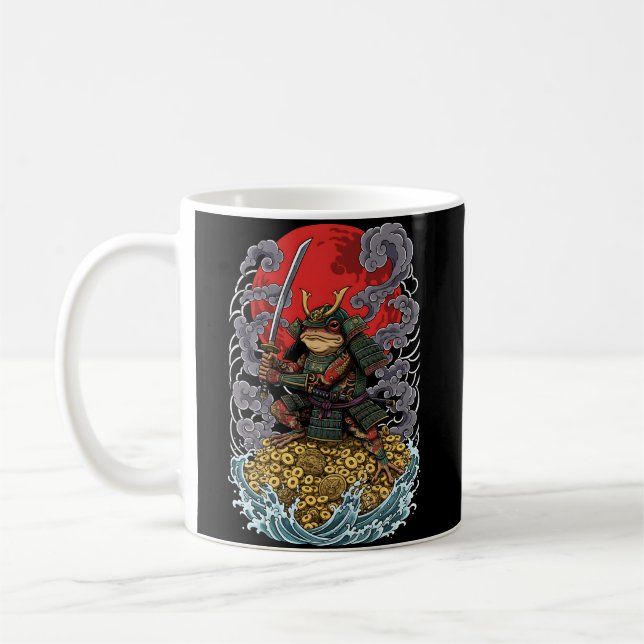 Samurai Frog of Fortune – Mythical Warrior Art Kaffeetasse (Links)