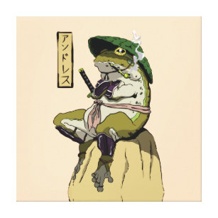 Samurai Frog Poster Imitate Canvas Print Acryl Pri Leinwanddruck
