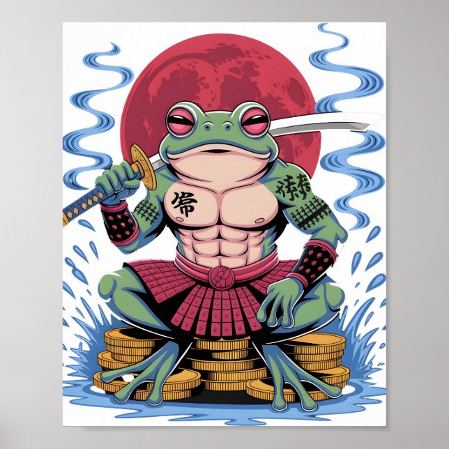 Samurai Frog Warrior art Poster (Vorne)