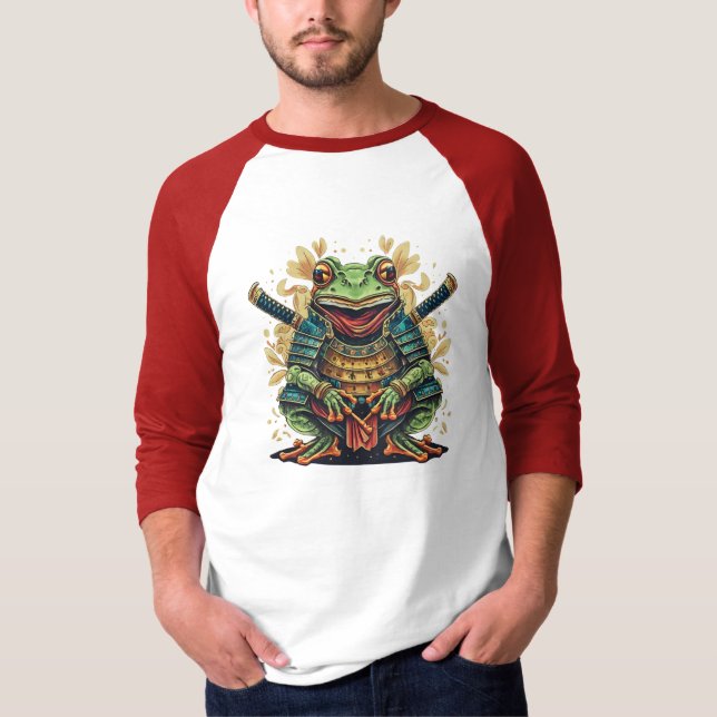 Samurai frog warrior Basic 3/4 Sleeve Raglan Shirt (Vorderseite)