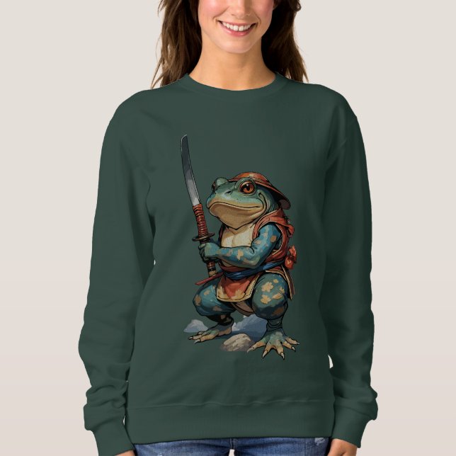 Samurai Frog Warrior mit Katana Sweatshirt (Vorderseite)