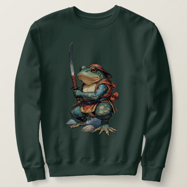 Samurai Frog Warrior mit Katana Sweatshirt (Design vorne)
