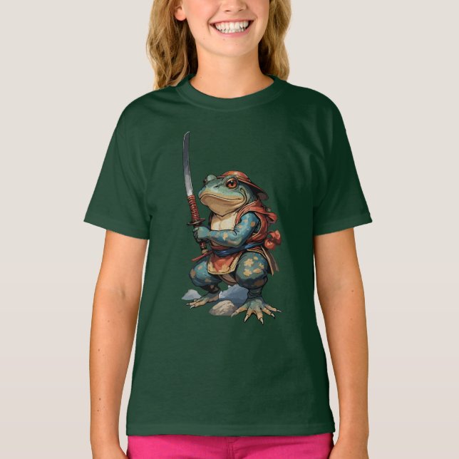 Samurai Frog Warrior mit Katana T-Shirt (Vorderseite)
