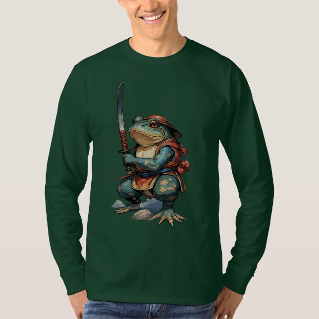 Samurai Frog Warrior mit Katana T-Shirt (Vorderseite)