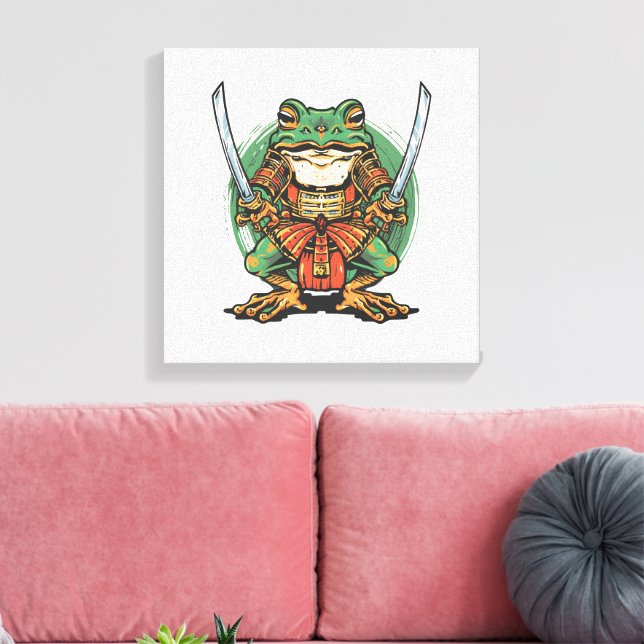  Samurai frog warrior Stretched Canvas Print Leinwanddruck (Insitu (Wohnzimmer))