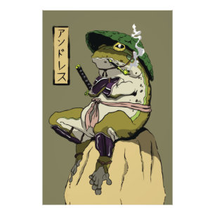 Samurai Frosch: Hüter der Lotusblume Fotodruck