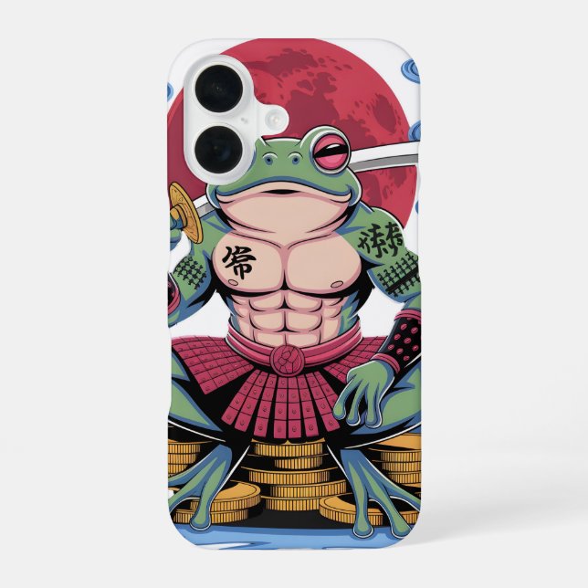 Samurai-Frosch-Krieger-Kunst iPhone 16 Hülle (Rückseite)