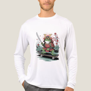 Samurai-Frosch-Krieger-Skateboard-Langarmshirt Tri-Blend Shirt