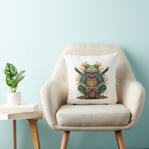Samurai-Frosch-Krieger-Wurfkissen 40 cm x 40 cm Kissen