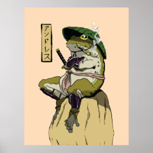 Samurai-Frosch-Poster Faux-Leinwanddruck Acryl-Dru Poster