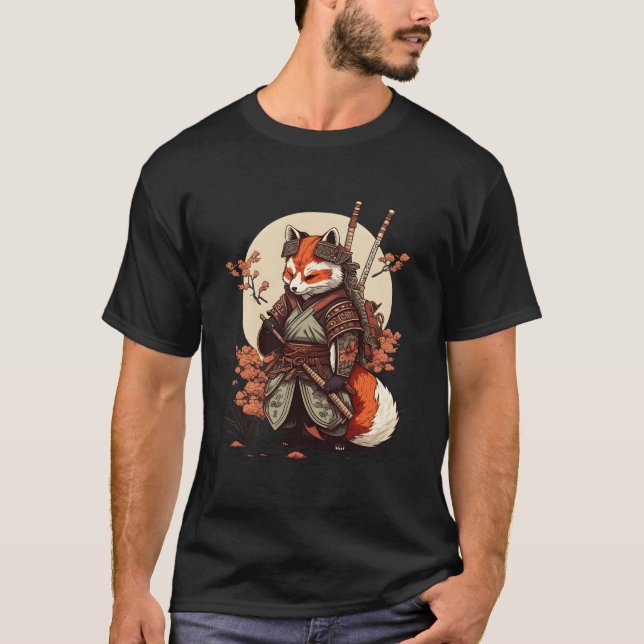 Samurai-Fuchs-Krieger Japanischer Ninja-Fuchs Kawa T-Shirt (Vorderseite)