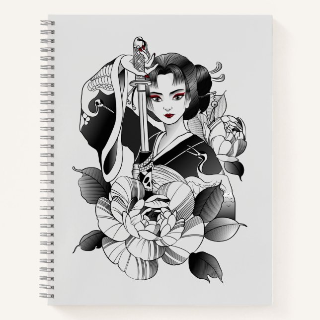 "Samurai Geisha and her Katana" Notizbuch (Vorderseite)