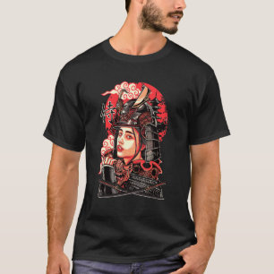 Samurai Girl Japanischer Tattoo Warrior Frau Katan T-Shirt