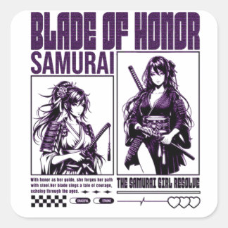 Samurai Girl Quadratischer Aufkleber