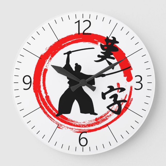 Samurai Große Wanduhr (Vorderseite)