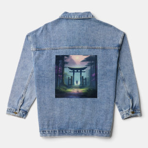 Samurai Guardian: Mystischer Wald mit Torii Gate Jeansjacke