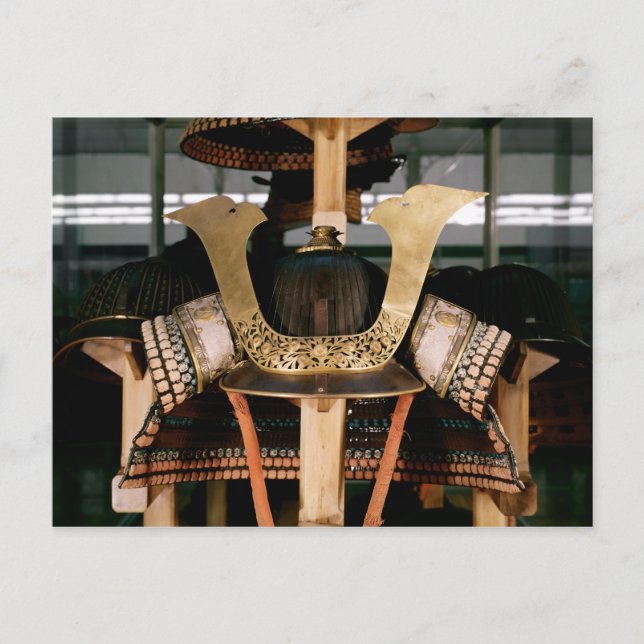 Samurai Helm, Mitte des 14. Jahrhunderts Postkarte (Vorderseite)