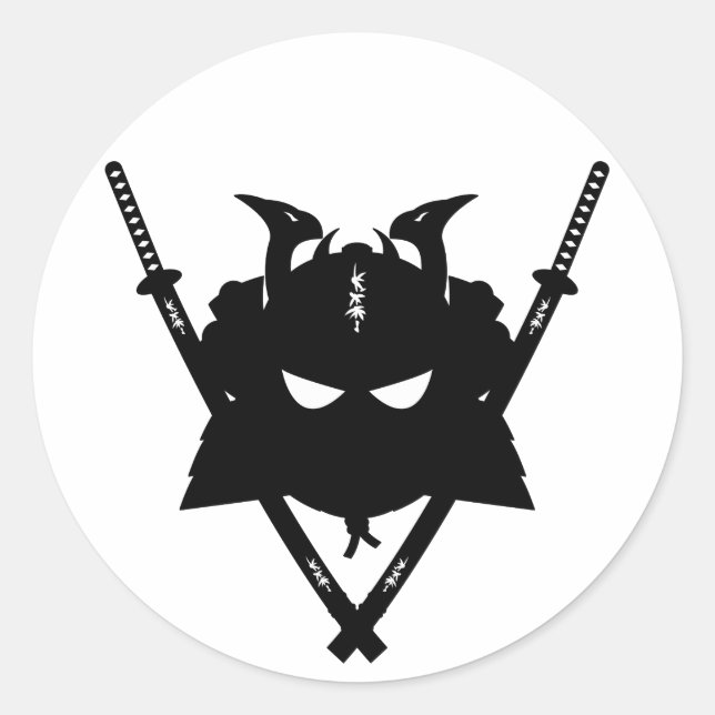 Samurai Helmet & Schwerter Sticker (Vorderseite)