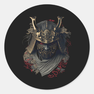 Samurai Helmet Warrior Bushido Oni Japanische Kult Runder Aufkleber