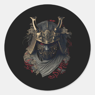 Samurai Helmet Warrior Bushido Oni Japanische Kult Runder Aufkleber