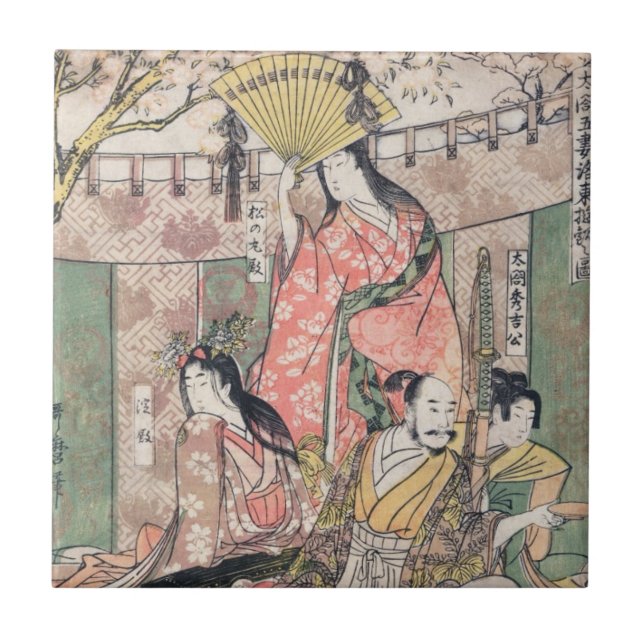 Samurai Hideyoshi und Ehefrauen Kitagawa Utamaro Fliese (Vorderseite)