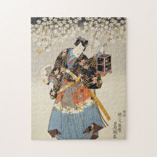 Samurai Holding Lattern Katana Ukiyo e Puzzle