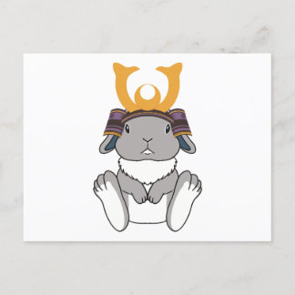 Samurai Holland Lop Rabbit Warrior Gray Postkarte