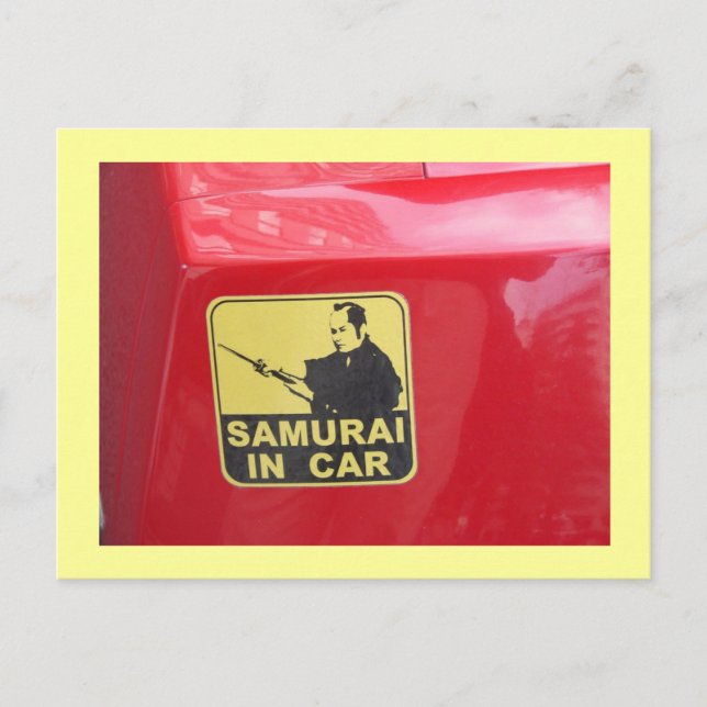 Samurai im Auto Postkarte (Vorderseite)